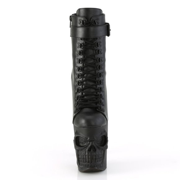 Gothic Egirl Skull Platform Lace Up Ankle Boots - Picture 1 of 5